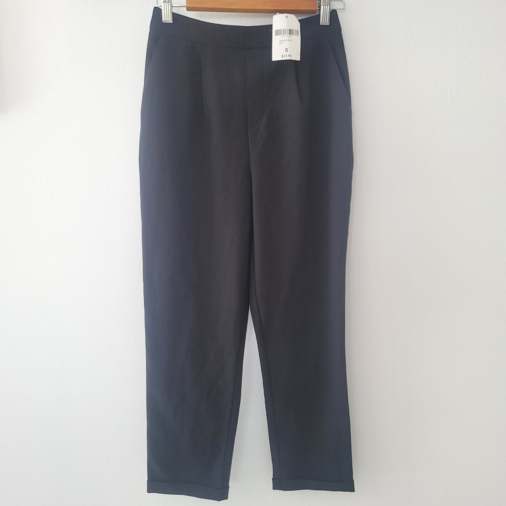 Forever 21 Black Elastic Waist Pants Ankle Woven Womens Size Small